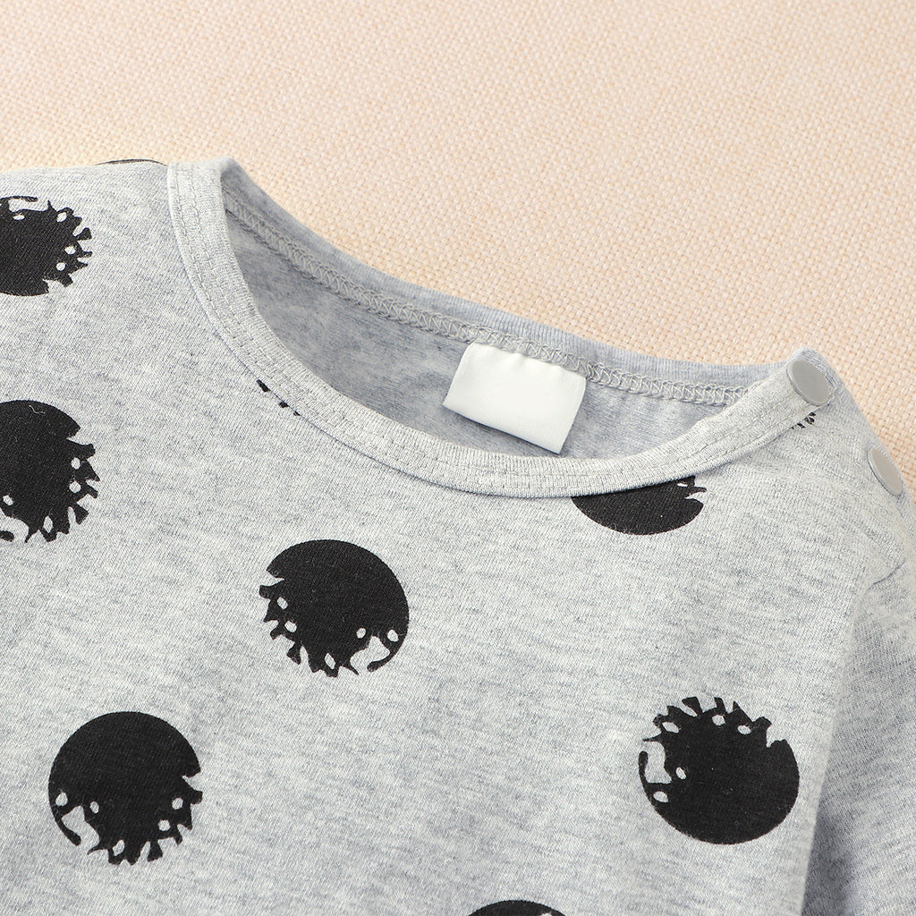 Autumn Winter Baby Footprint Letter Long Sleeve Bodysuit