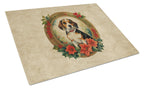 Beagle Christmas Flowers Glass Cutting Board