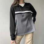 Contrasting Spliced Loose Fit Hoodie Pullover | Streetwear