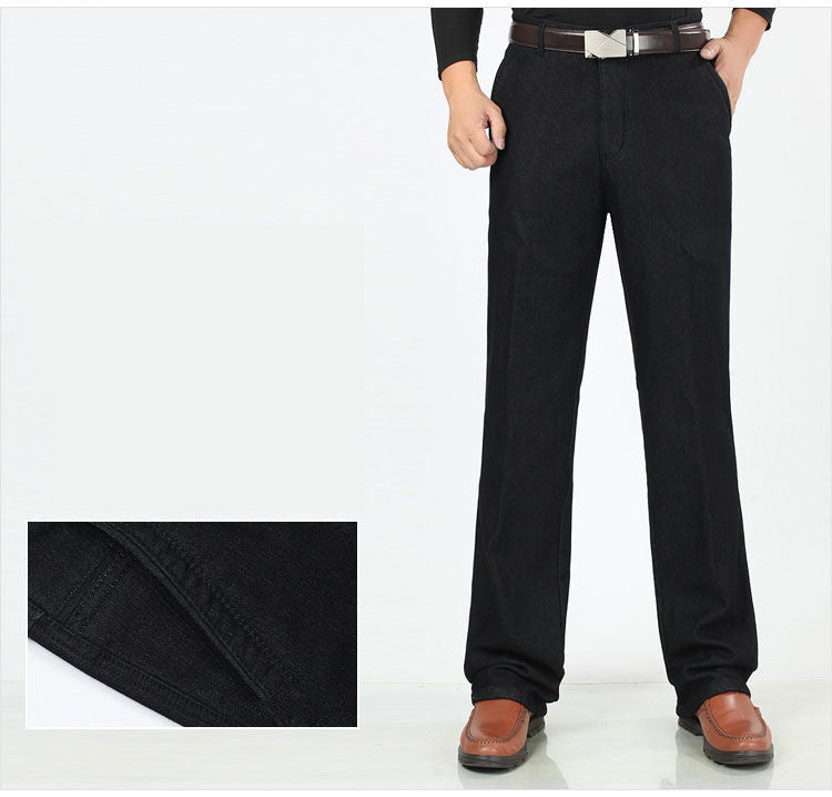 High-Waist Stretch Straight Cashmere Men's Trousers
