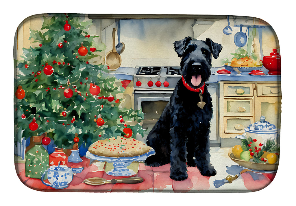 Kerry Blue Terrier Christmas Cookies Dish Drying Mat