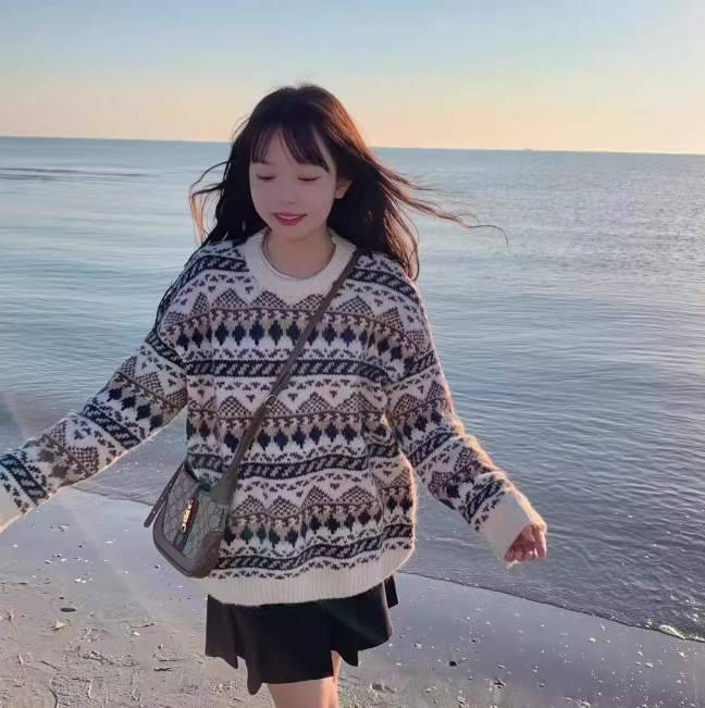 Women's Retro Ethnic Style Loose Pullover Sweater | Streetwear