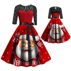 Christmas Lace Stitch Mid-length Dress