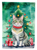 Raas Cat By the Christmas Tree House Flag