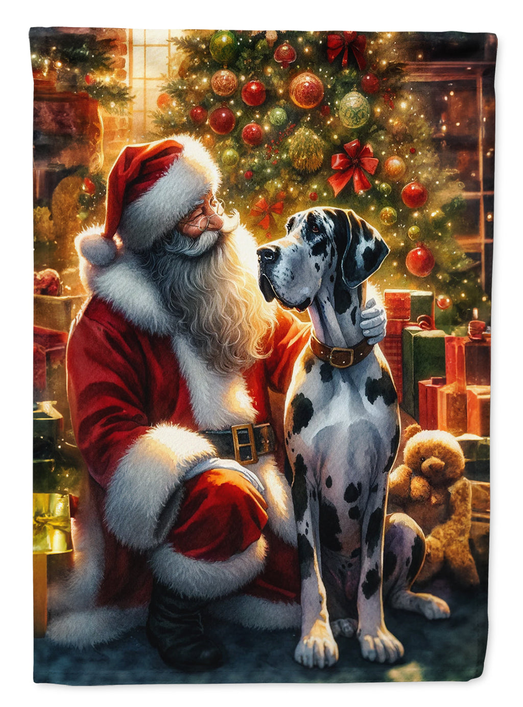 Great Dane and Santa Claus Garden Flag
