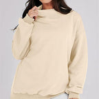 Ladies Solid Color Long Sleeve Pullover Top | Streetwear