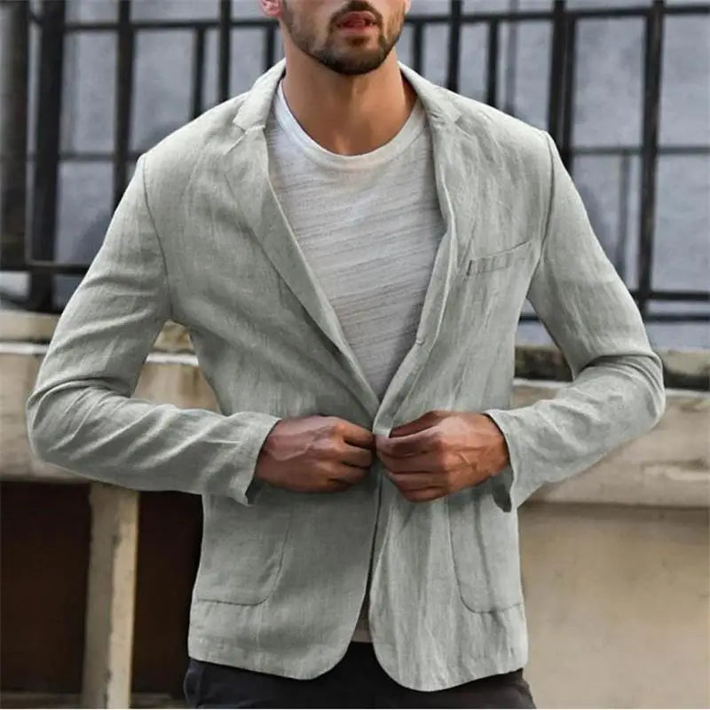 2023 Men's Casual Cotton Linen Loose Suit Coat