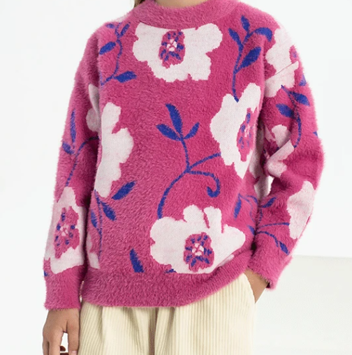 Radish Rabbit Jacquard Knitted V-neck Cardigan for Boys