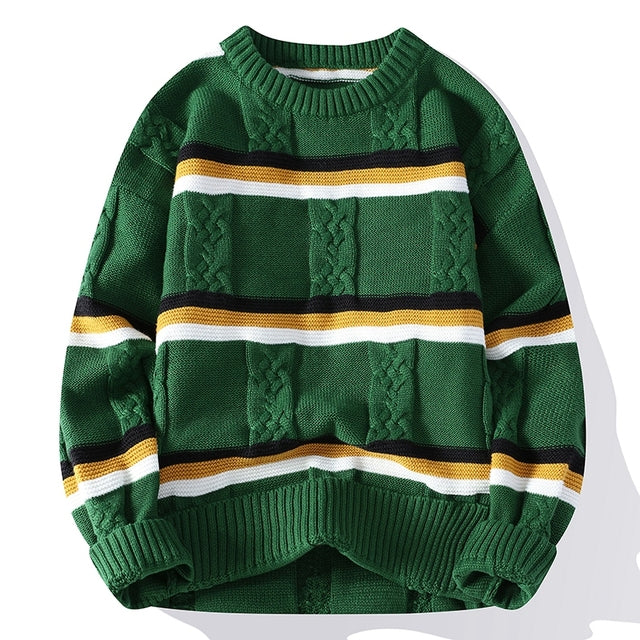 High Elastic Knitted Stripe Sweater for Men 2023