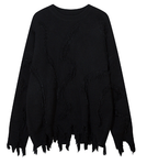 Idle Style Cat Beard Tassel Ripped Sweater