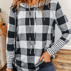 Casual Plaid Stitch Hoodie for Women | Streetwear