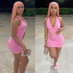 V-neck Tight Sleeveless Dress for Women