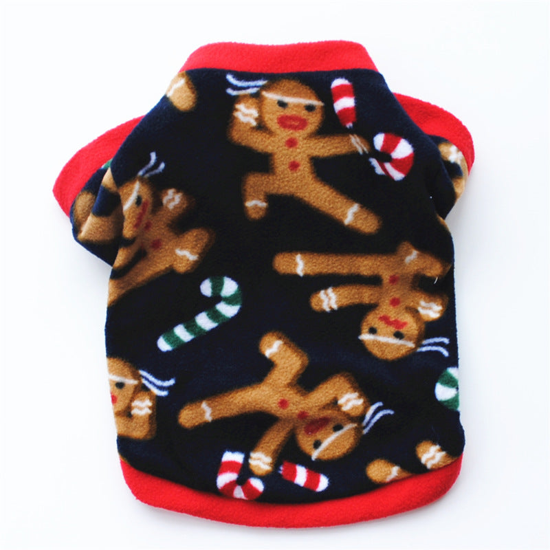 Dog Christmas Hoodie with Classic Pattern and Fluffy Jacket
