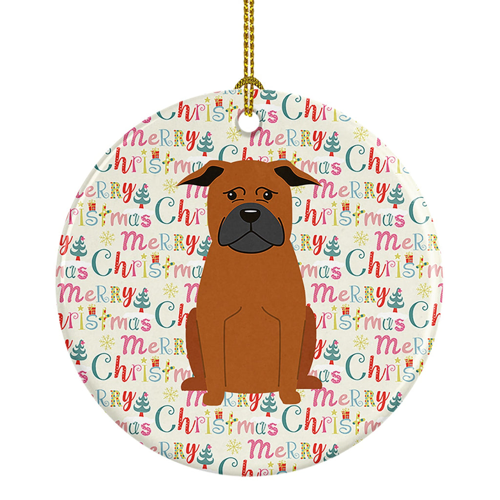 Merry Christmas Chinese Chongqing Dog Ceramic Ornament