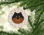 Pomeranian Merry Christmas Ceramic Ornament