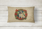 White Boxer Christmas Flowers Throw Pillow
