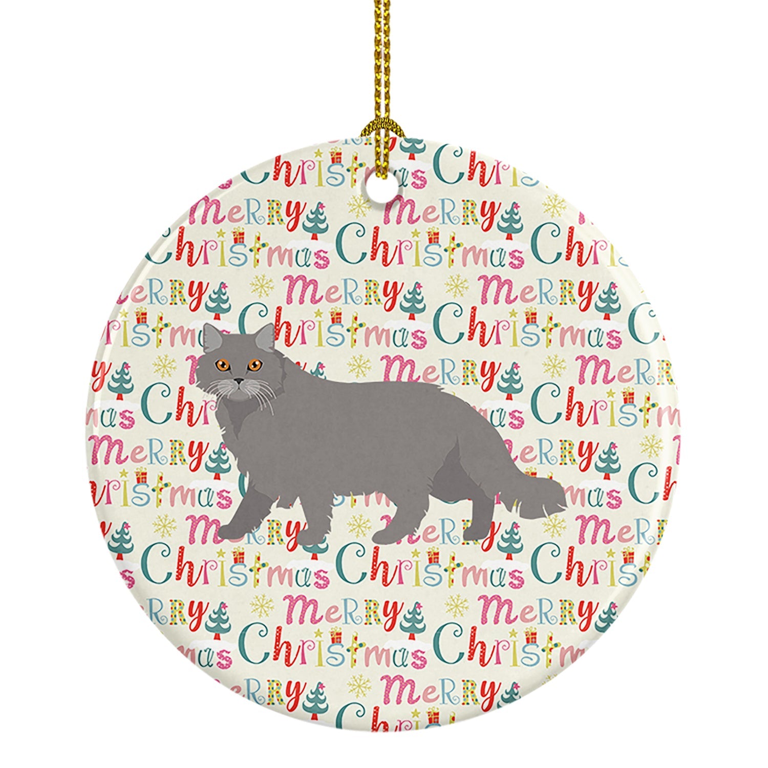 British Longhair Cat Christmas Ceramic Ornament