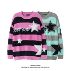 American-style Striped Rivet Sweater for Lazy Days