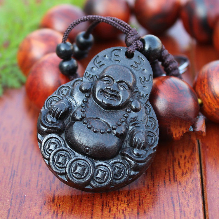 High-End Ebony Keychain with Buddha Design | Accessory