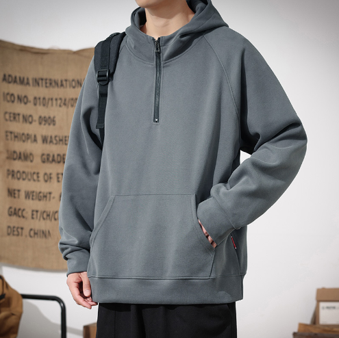 Half-zip American style hooded sweatshirt | Streetwear