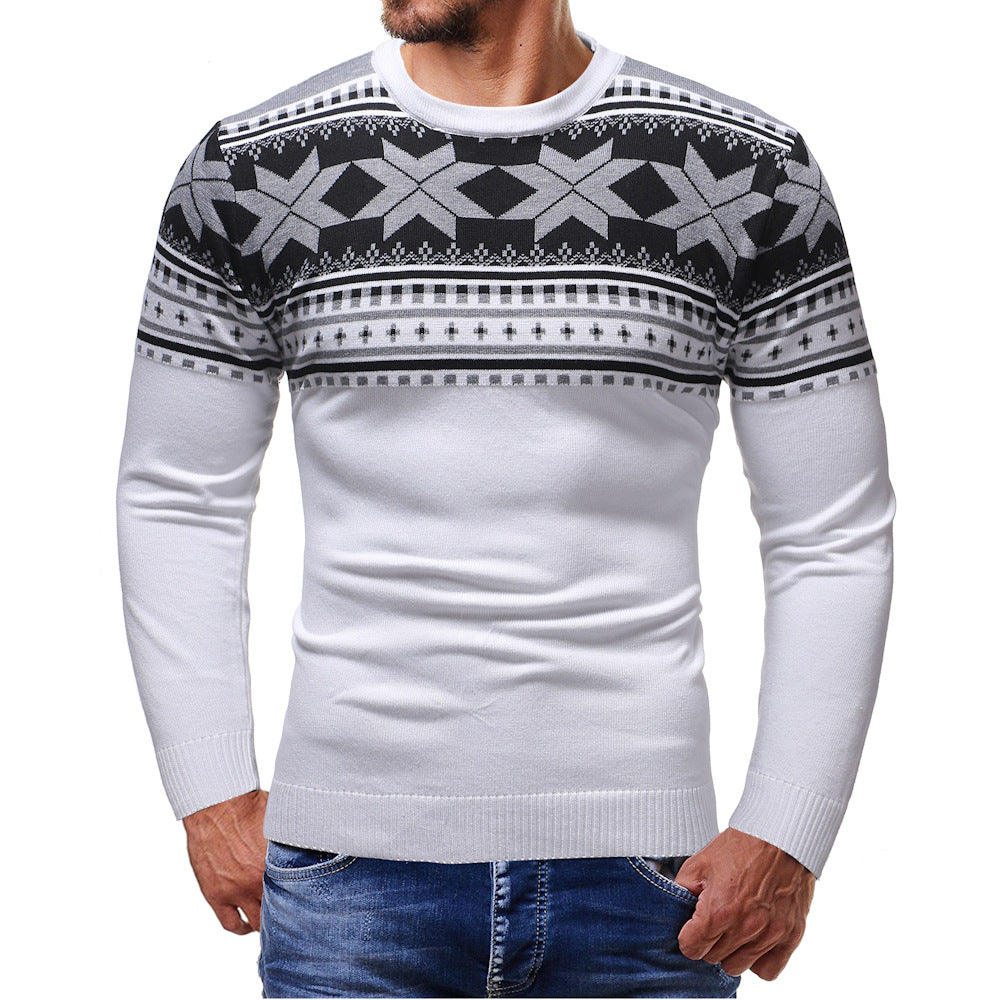 Men's Christmas Sweater with Geometric Patterns