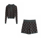 2020 Fall Women's Diamond Knit Polo and Shorts Set