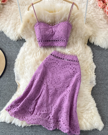 Cropped Top and High-Waisted Ruffle Skirt Set