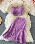 Cropped Top and High-Waisted Ruffle Skirt Set