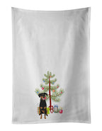Doberman Pinscher Black and Rust Ears #1 Christmas Kitchen Towel Set of 2