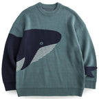 Men's Whale Jacquard Knitted Sweater for Autumn/Winter