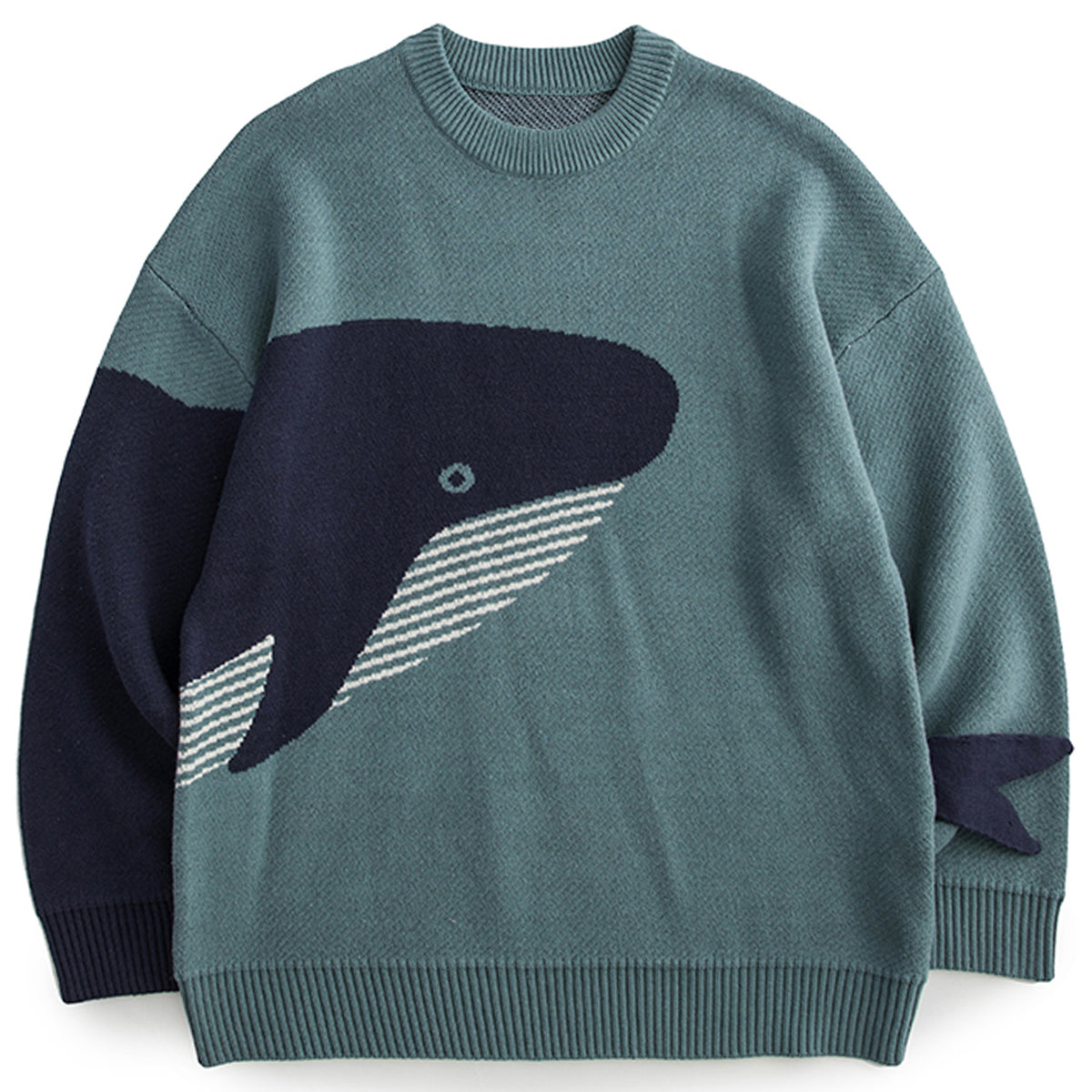 Men's Whale Jacquard Knitted Sweater for Autumn/Winter