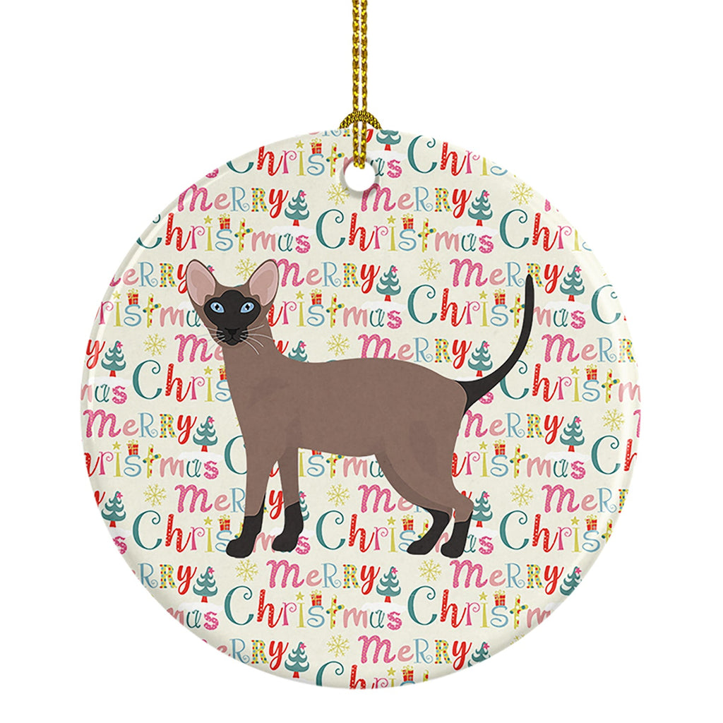 Oriental Bicolor Cat Christmas Ceramic Ornament