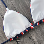Classic Striped Bikini Set with Ties and Print Design