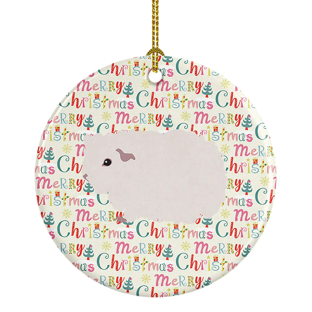 Merino Guinea Pig Christmas Ceramic Ornament