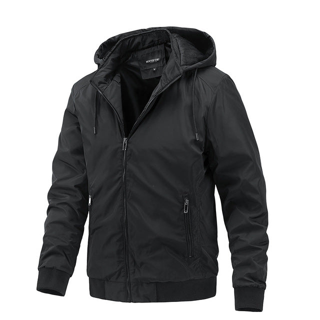 Men's Casual Thin Cotton Hooded Jacket - Large Size