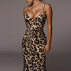 Leopard Snake Print Bodycon Maxi Dress for Parties