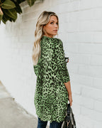 V-neck Long Sleeve Leopard Print Jacket