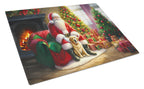 Labrador Retriever and Santa Claus Glass Cutting Board