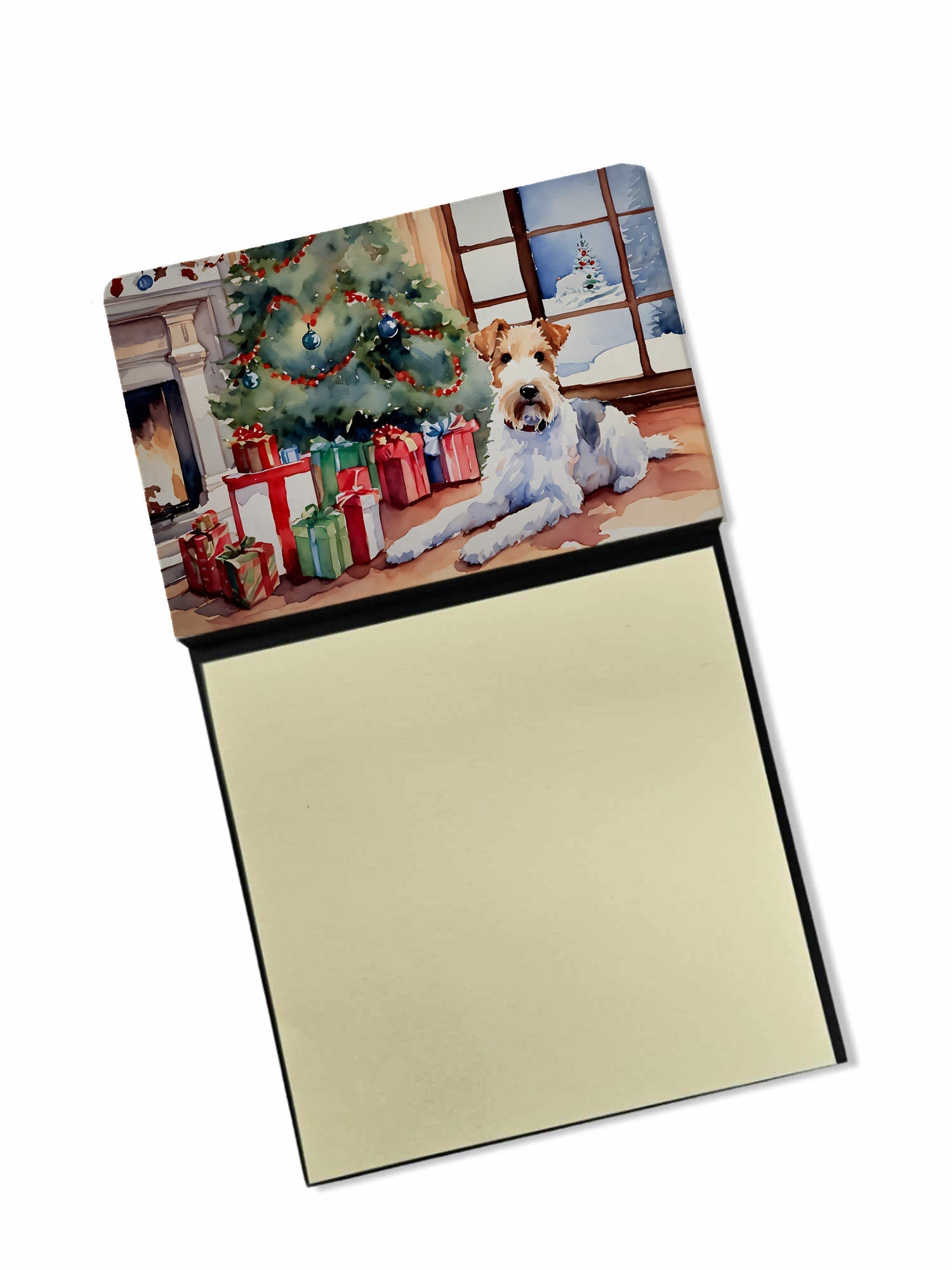 Fox Terrier Cozy Christmas Sticky Note Holder