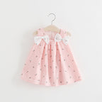 Summer Solid Color Bow-Back Floral Print Dress
