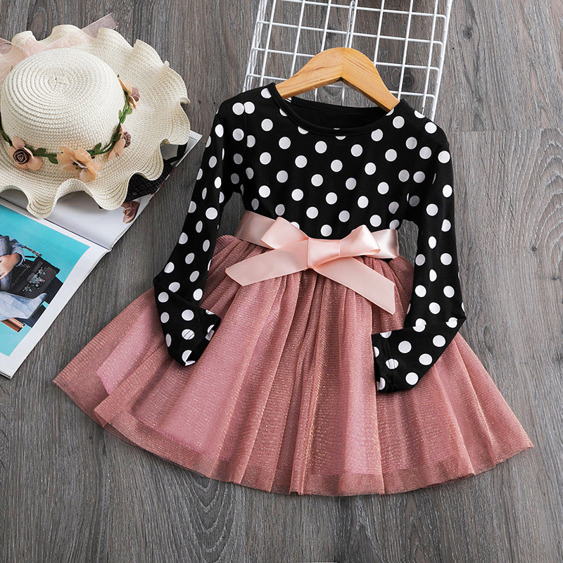Kids Santa Long Sleeve Winter Christmas Party Dress
