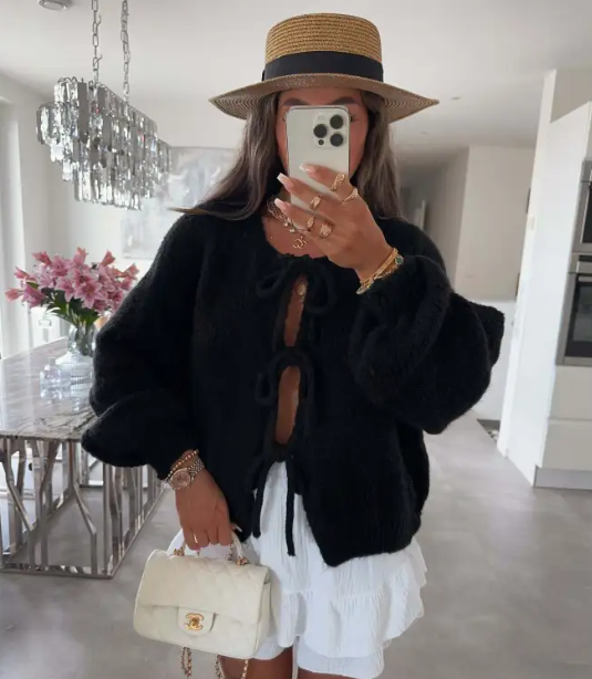 Bow Lace Knit Cardigan