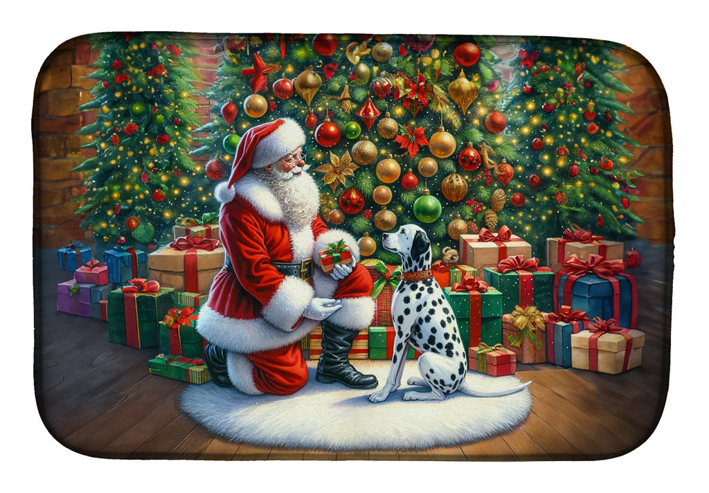 Dalmatian and Santa Claus Dish Drying Mat