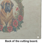 Tibetan Mastiff Christmas Flowers Glass Cutting Board