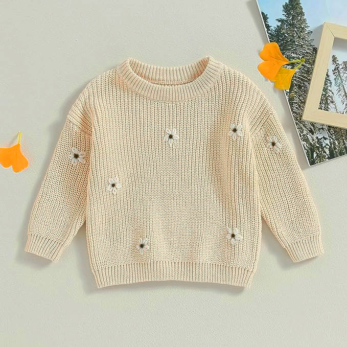Handmade Embroidery Long Sleeve Flower Sweater