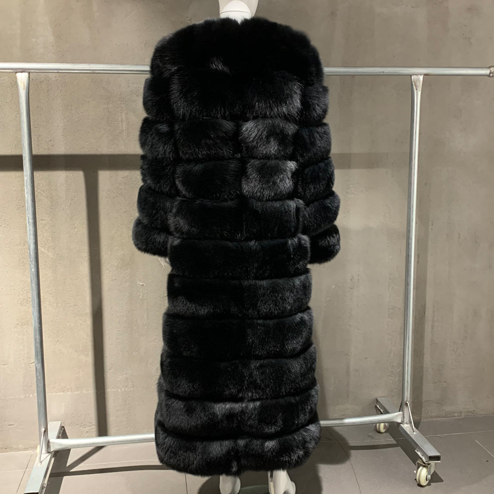 X-Long Real Fox Fur Coat for Women - Warm Winter Wear
