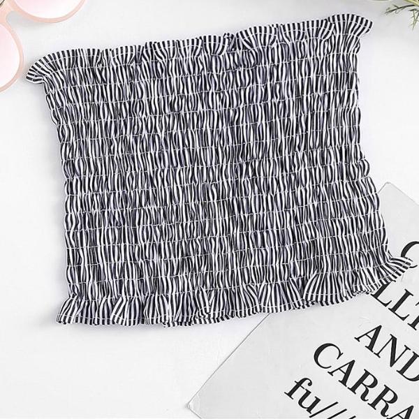 Cotton Pleated Bandeau with Strap for Lingerie