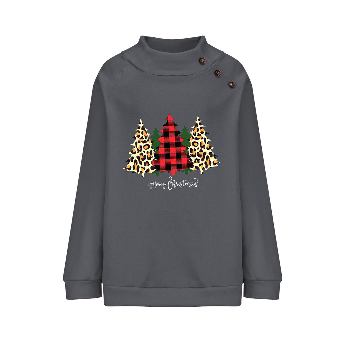Loose Long Sleeve Round Neck Button Sweater for Women