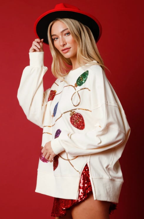 Christmas Sequin Long Sleeve Hoodie for Women | Streetwear