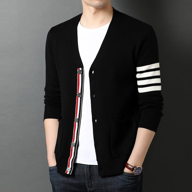 Mid-Green Slim Fit Cardigan Sweater Coat